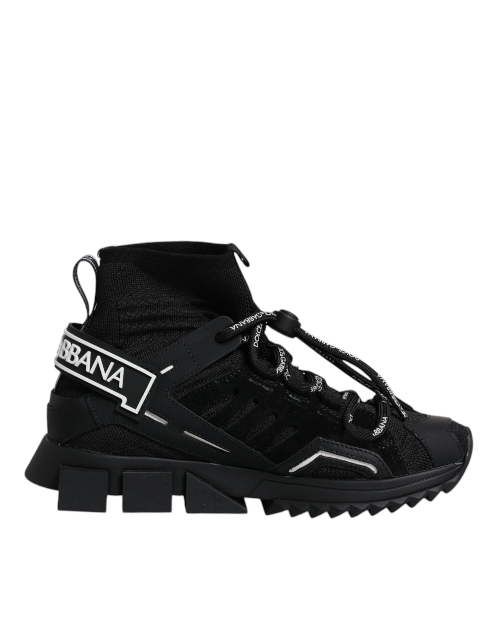 Black Sorrento Socks Logo Sneakers Shoes-Dolce & Gabbana-LabelTerrace.com