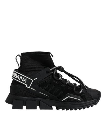 Black Sorrento Socks Logo Sneakers Shoes-Dolce & Gabbana-LabelTerrace.com
