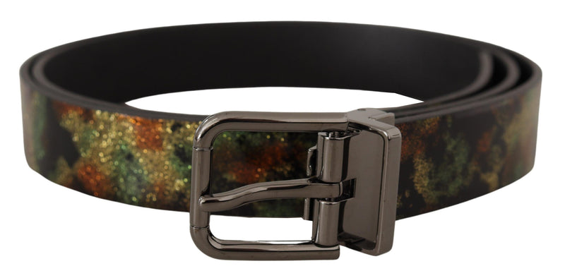 Black Sparkling Leather Black Metal Buckle Belt-Dolce & Gabbana-LabelTerrace.com