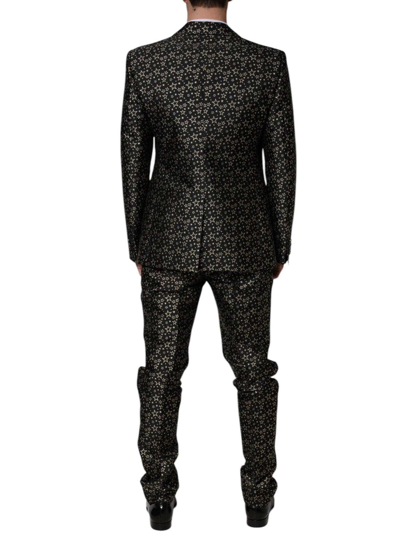 Black Stars Jacquard SICILIA 2 Piece Suit-Dolce & Gabbana-LabelTerrace.com