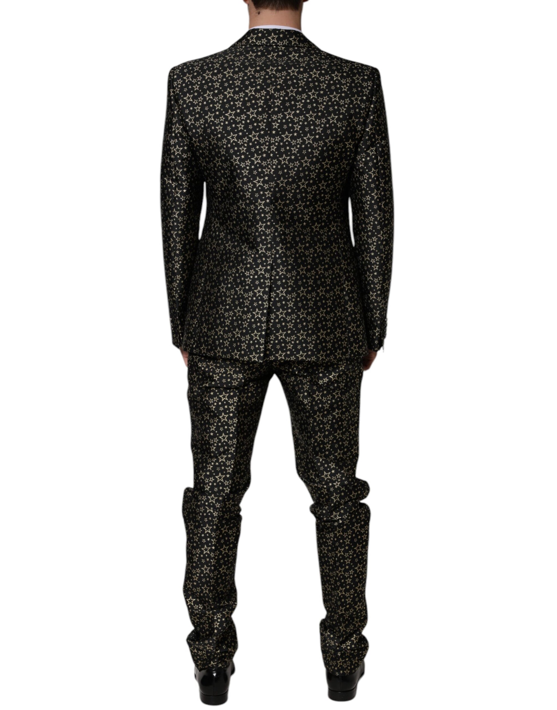 Black Stars Jacquard SICILIA 2 Piece Suit-Dolce & Gabbana-LabelTerrace.com