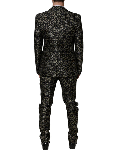 Black Stars Jacquard SICILIA 2 Piece Suit-Dolce & Gabbana-LabelTerrace.com