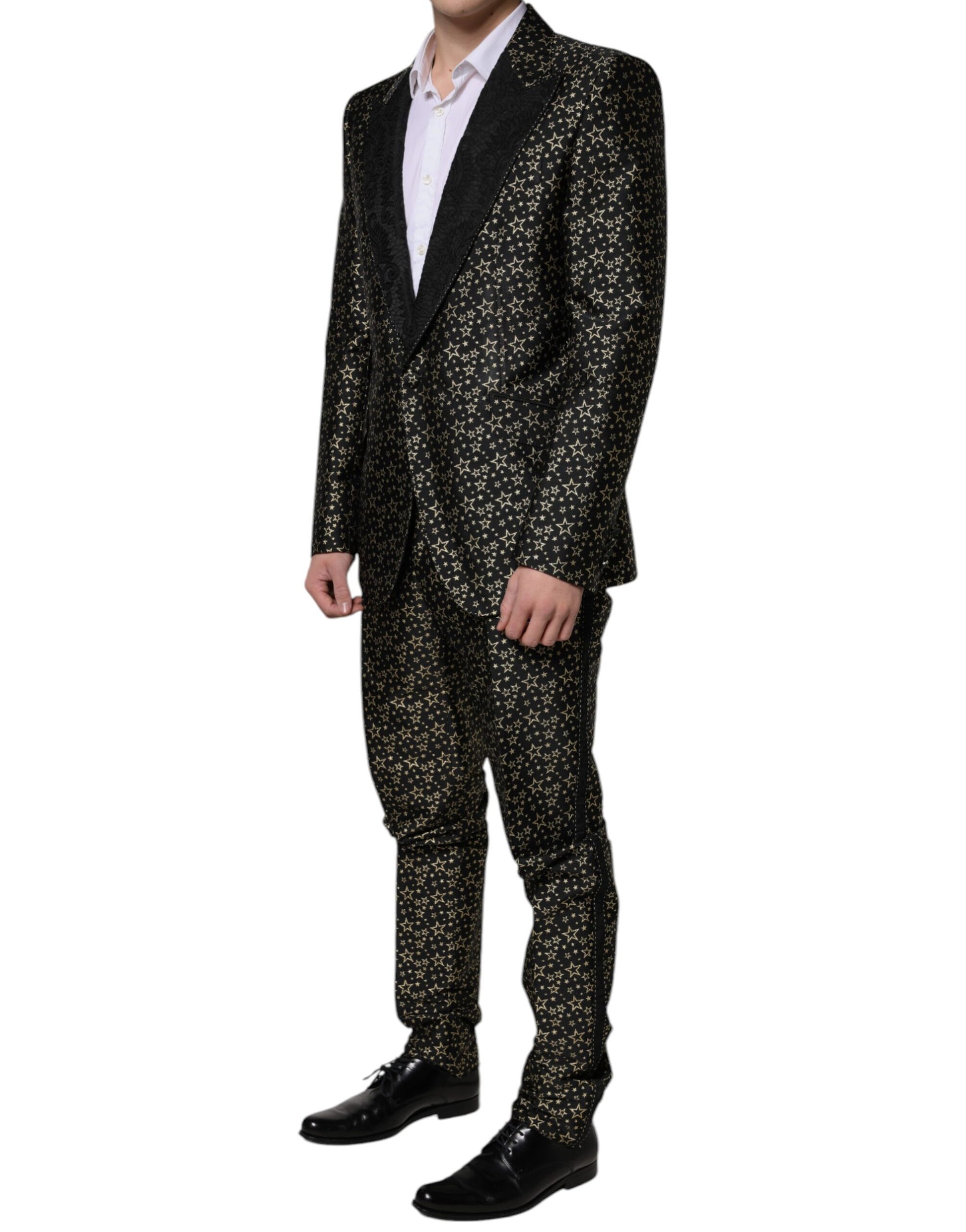 Black Stars Jacquard SICILIA 2 Piece Suit-Dolce & Gabbana-LabelTerrace.com