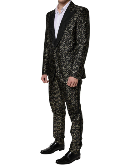 Black Stars Jacquard SICILIA 2 Piece Suit-Dolce & Gabbana-LabelTerrace.com