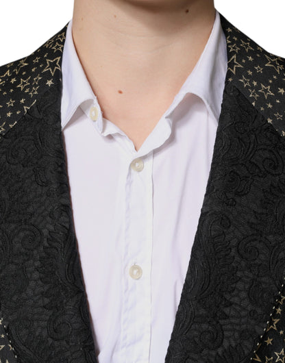 Black Stars Jacquard SICILIA 2 Piece Suit-Dolce & Gabbana-LabelTerrace.com