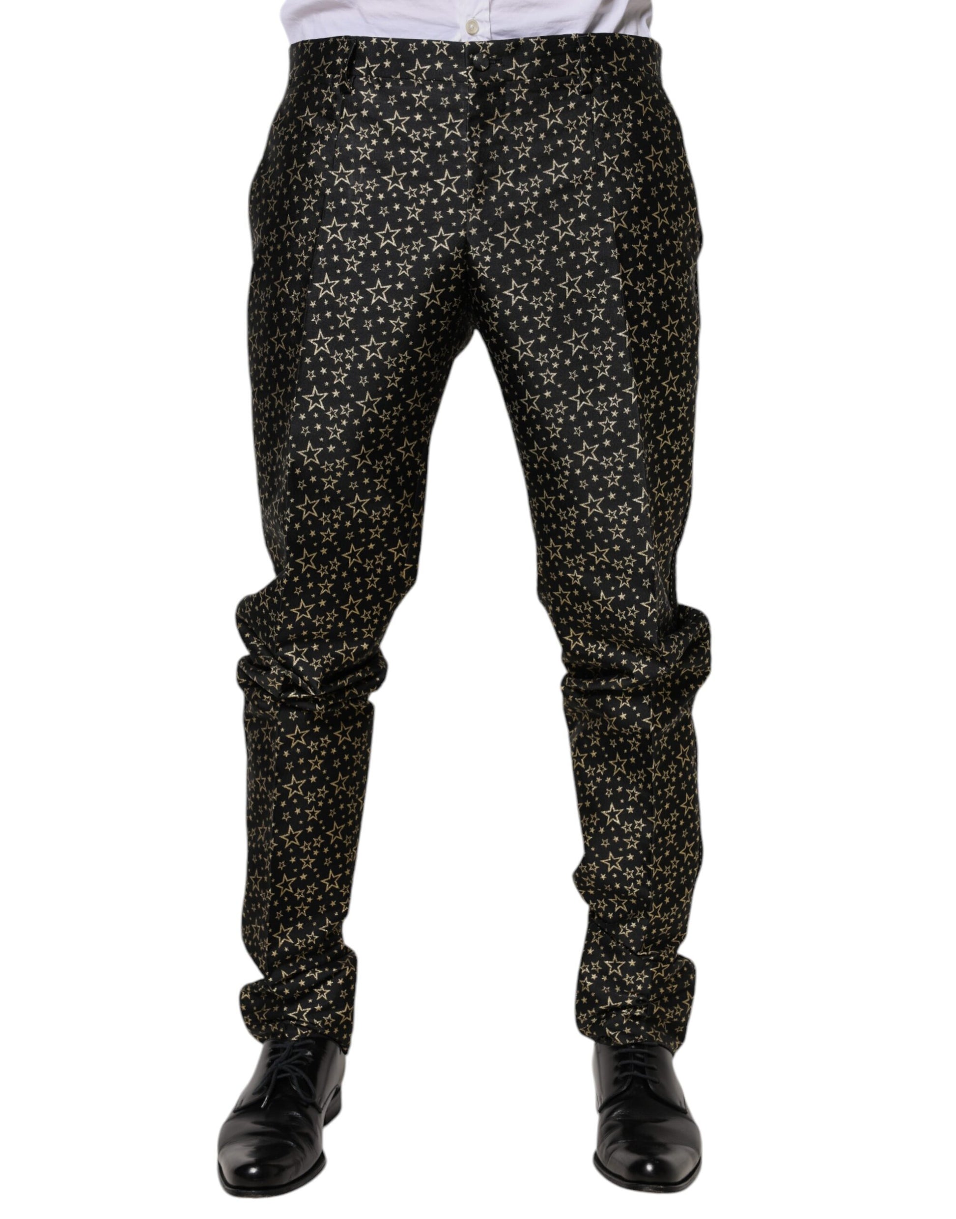 Black Stars Jacquard SICILIA 2 Piece Suit-Dolce & Gabbana-LabelTerrace.com