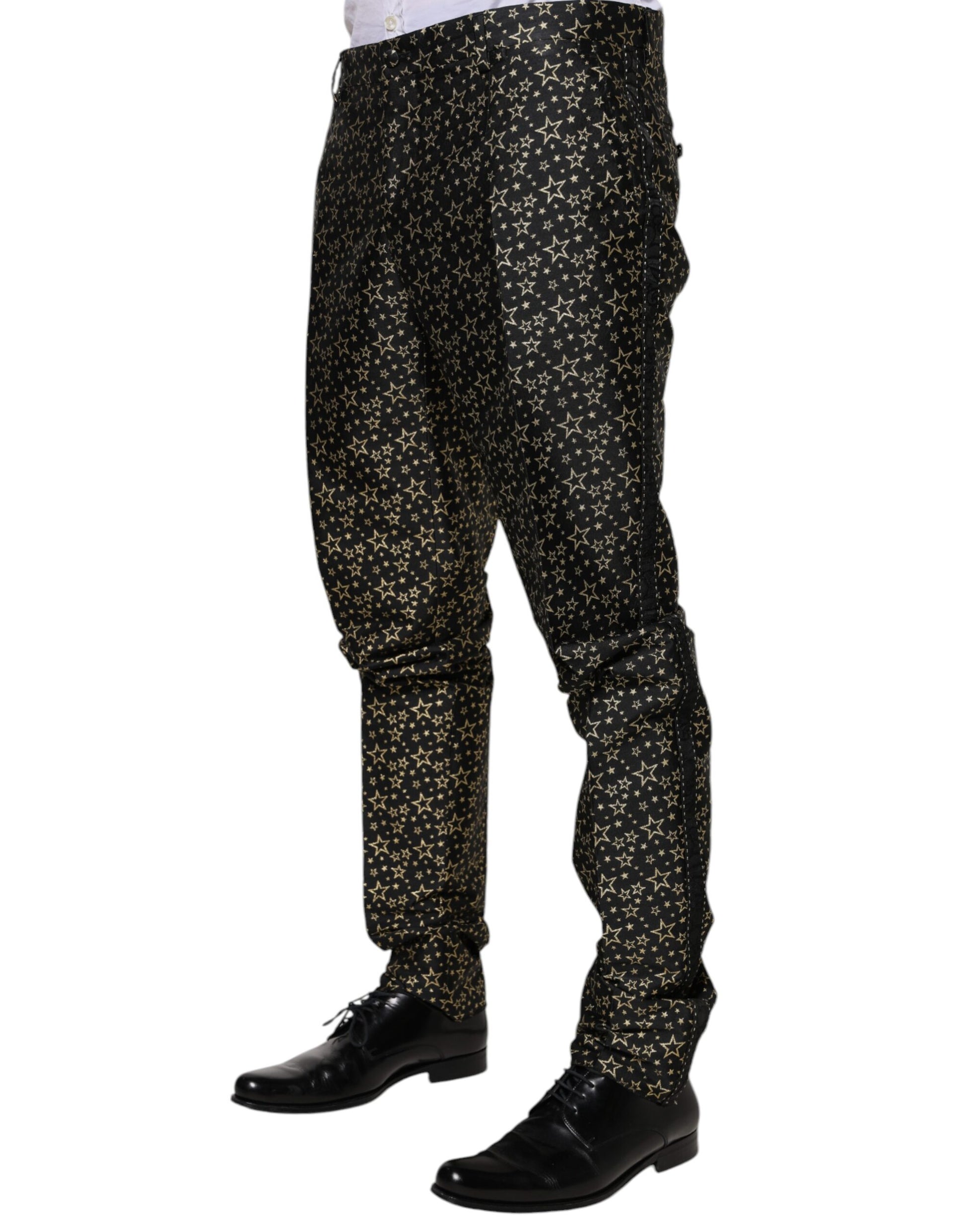 Black Stars Jacquard SICILIA 2 Piece Suit-Dolce & Gabbana-LabelTerrace.com