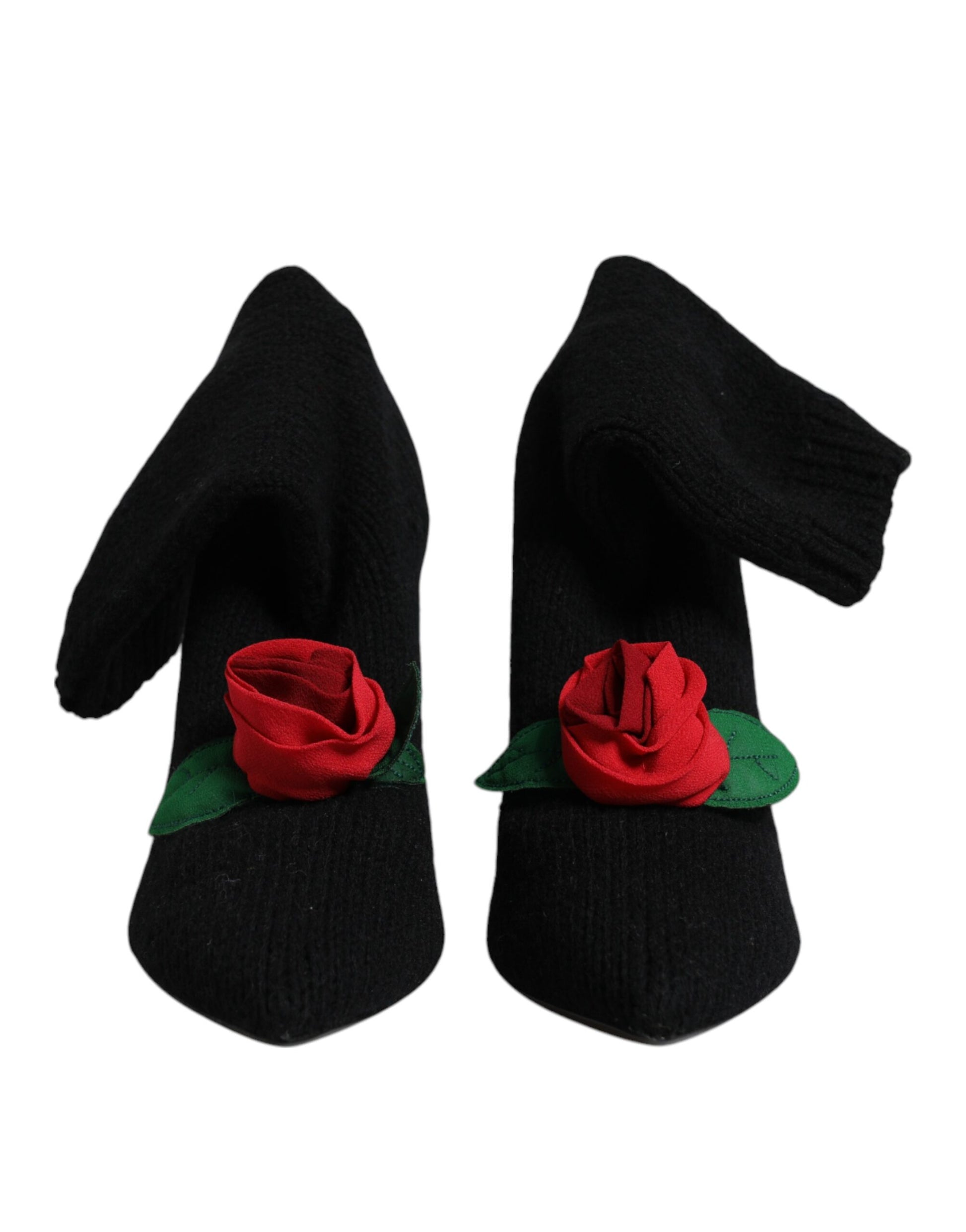 Black Stiletto Heels Mid Calf Boots Shoes-Dolce & Gabbana-LabelTerrace.com