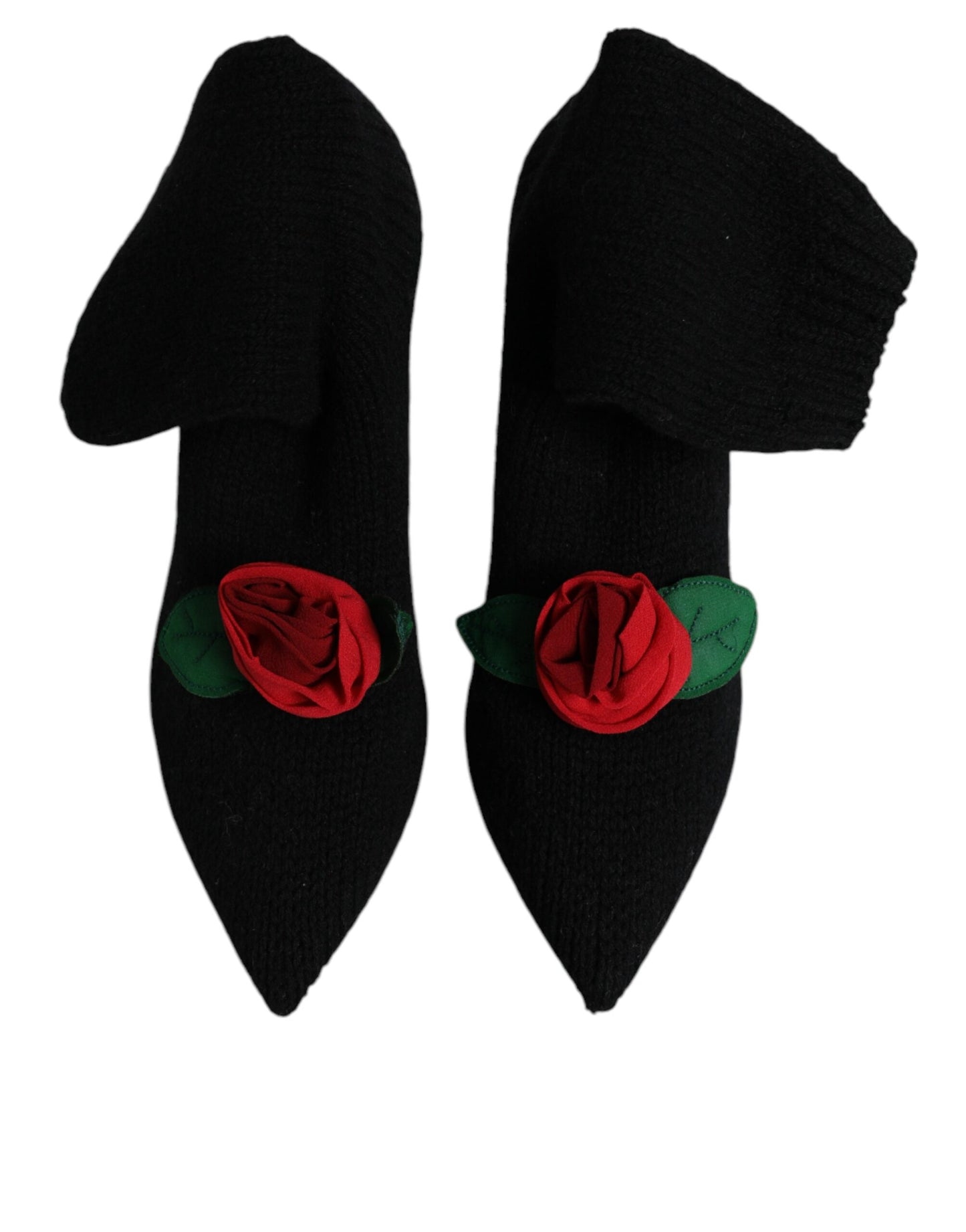 Black Stiletto Heels Mid Calf Boots Shoes-Dolce & Gabbana-LabelTerrace.com