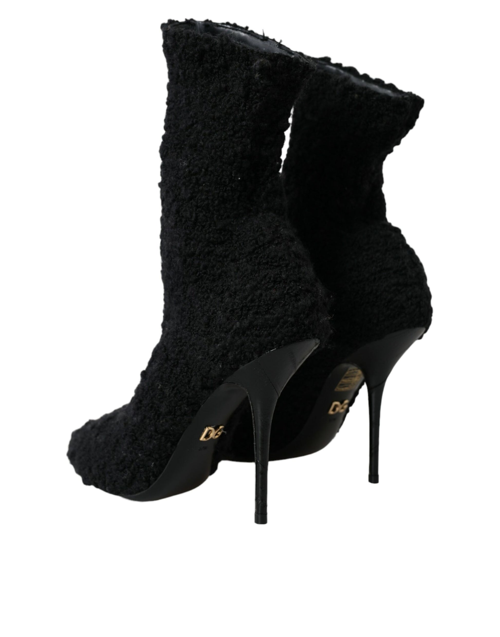 Black Stiletto Heels Mid Calf Boots Shoes-Dolce & Gabbana-LabelTerrace.com