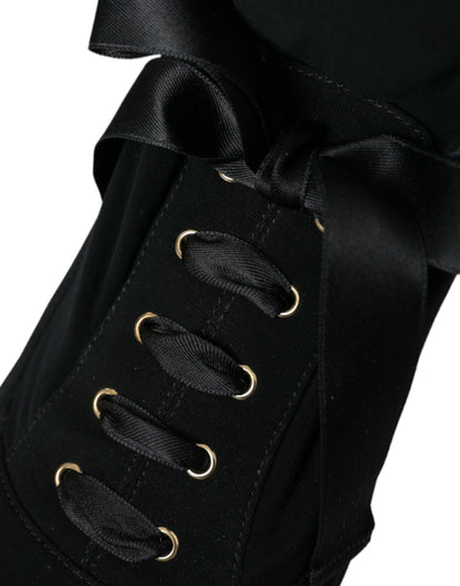 Black Stiletto Heels Mid Calf Boots Shoes-Dolce & Gabbana-LabelTerrace.com
