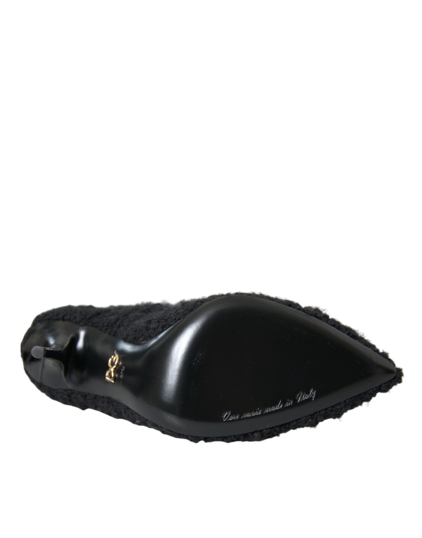 Black Stiletto Heels Mid Calf Boots Shoes-Dolce & Gabbana-LabelTerrace.com