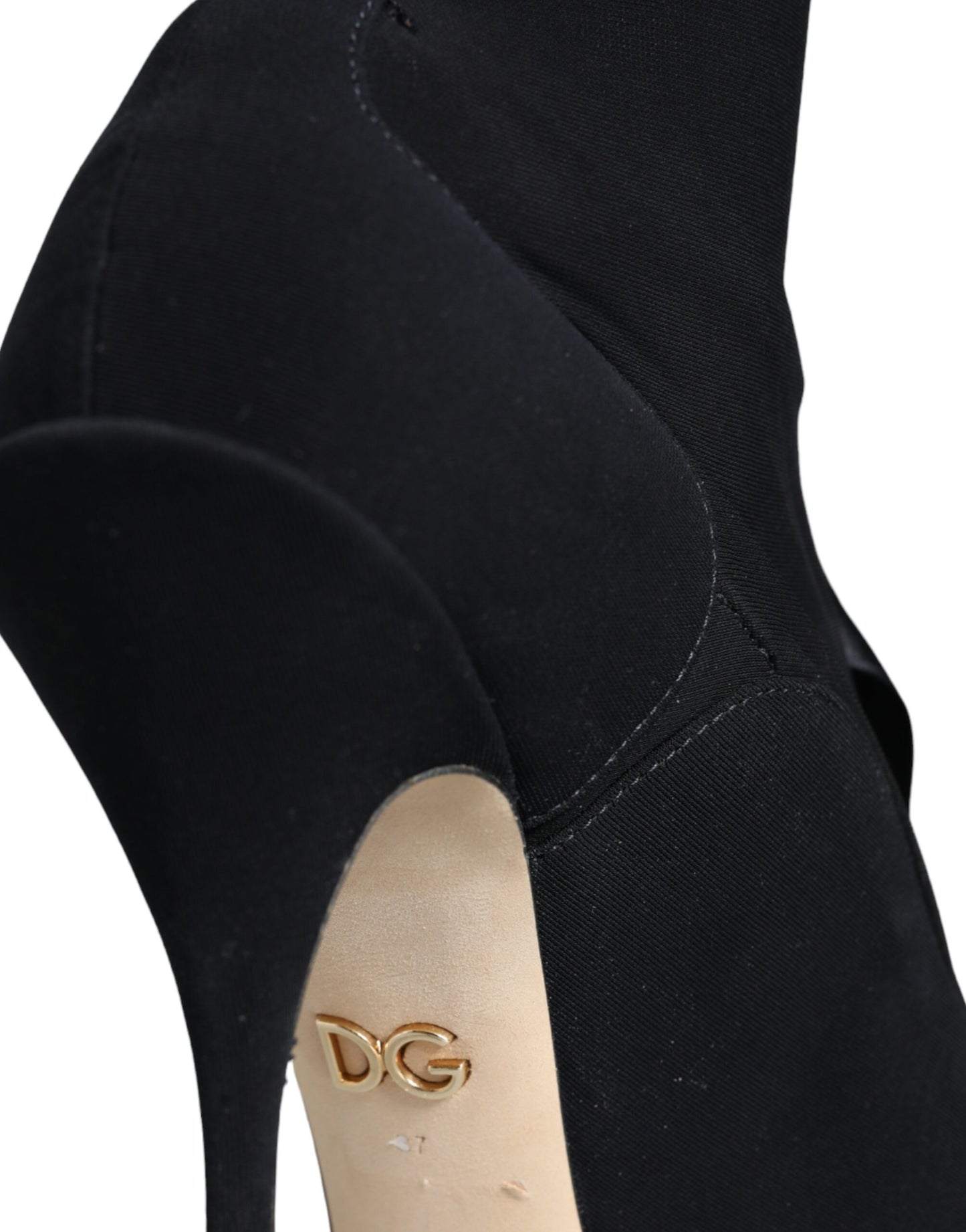 Black Stiletto Heels Mid Calf Boots Shoes-Dolce & Gabbana-LabelTerrace.com