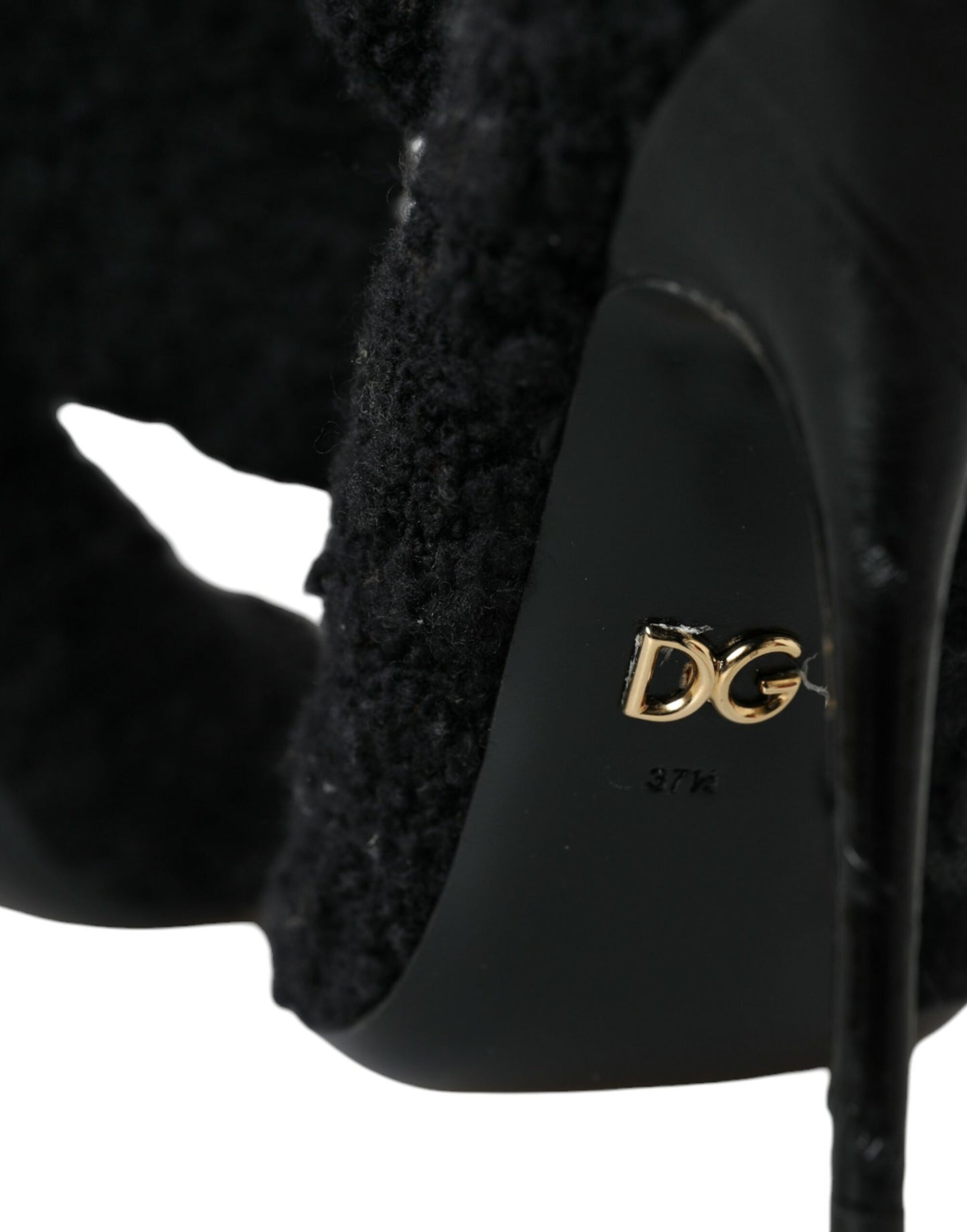 Black Stiletto Heels Mid Calf Boots Shoes-Dolce & Gabbana-LabelTerrace.com