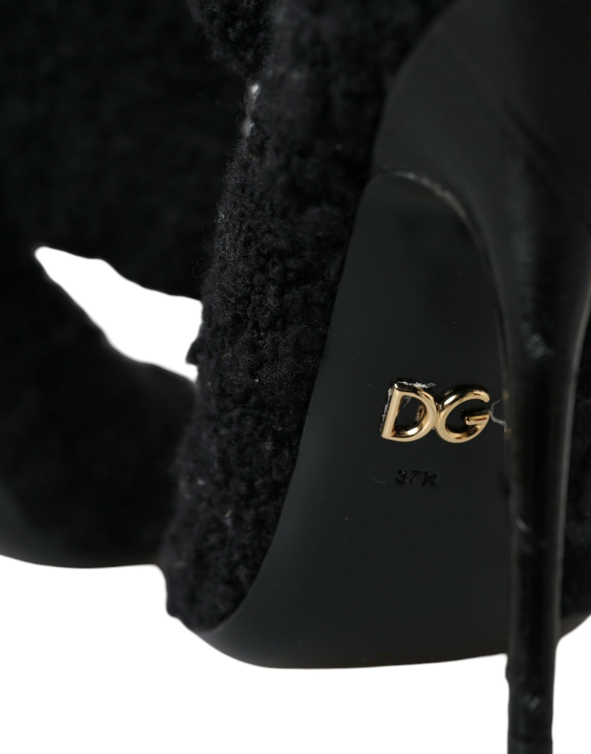 Black Stiletto Heels Mid Calf Boots Shoes-Dolce & Gabbana-LabelTerrace.com