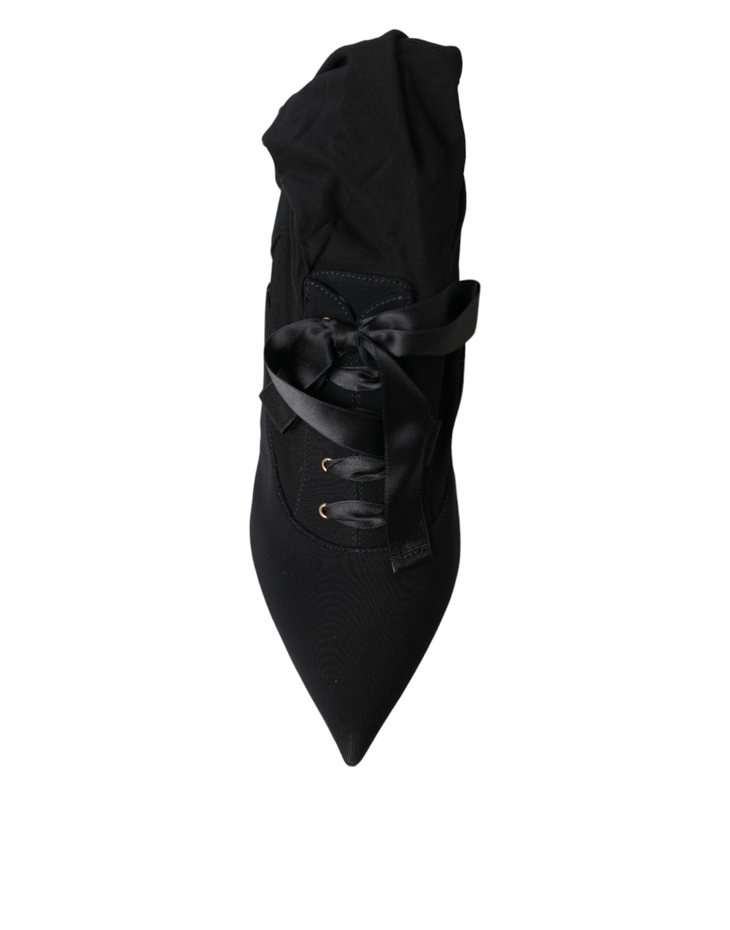 Black Stiletto Heels Mid Calf Boots Shoes-Dolce & Gabbana-LabelTerrace.com