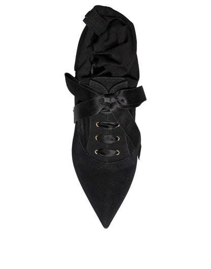 Black Stiletto Heels Mid Calf Boots Shoes-Dolce & Gabbana-LabelTerrace.com