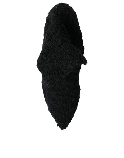 Black Stiletto Heels Mid Calf Boots Shoes-Dolce & Gabbana-LabelTerrace.com