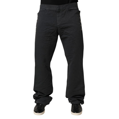 Black Straight Fit Mid Waist Denim Trouser Jeans