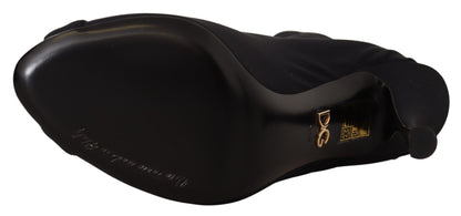 Black Stretch Short Ankle Boots Shoes-Dolce & Gabbana-LabelTerrace.com