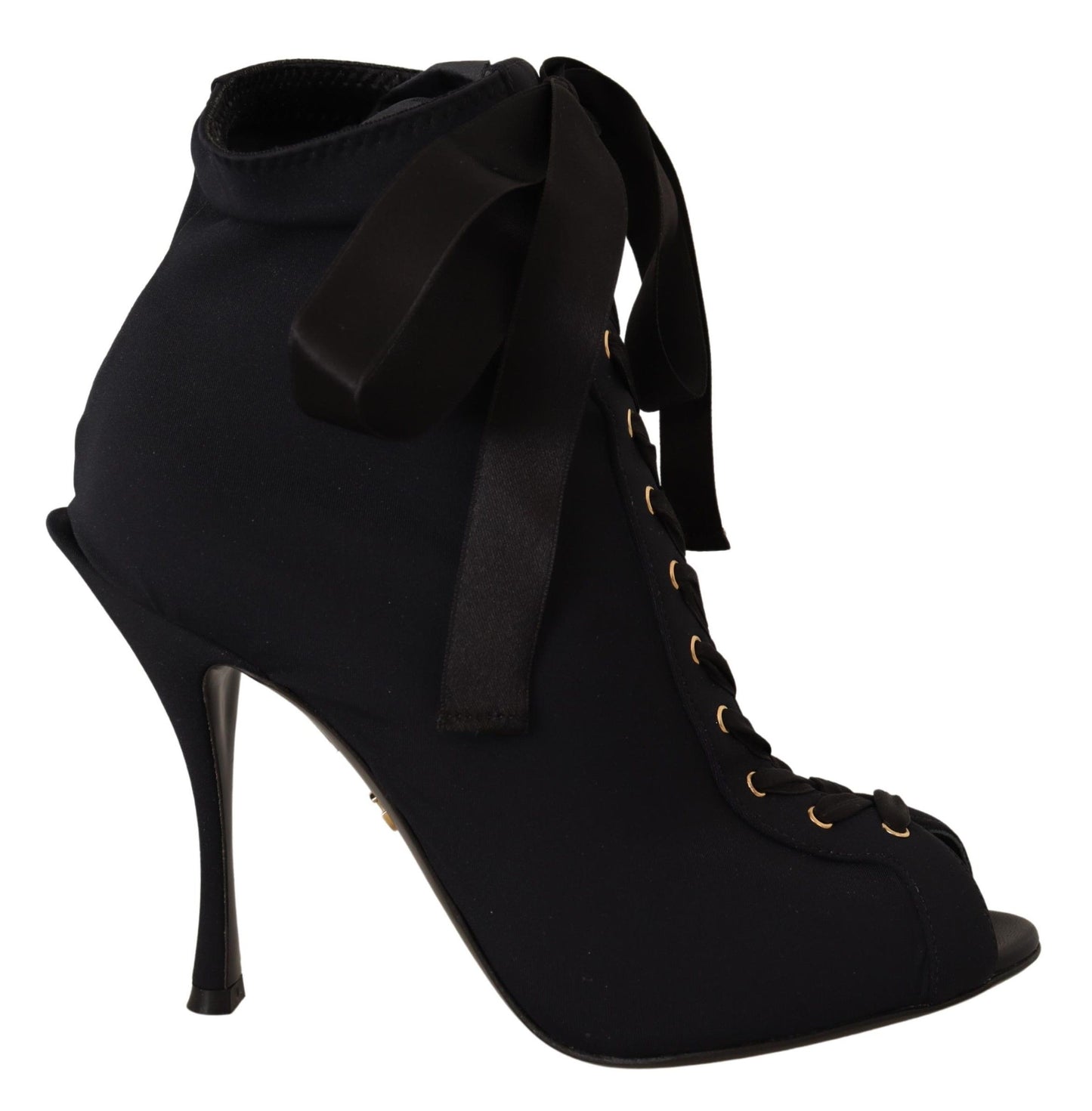 Black Stretch Short Ankle Boots Shoes-Dolce & Gabbana-LabelTerrace.com