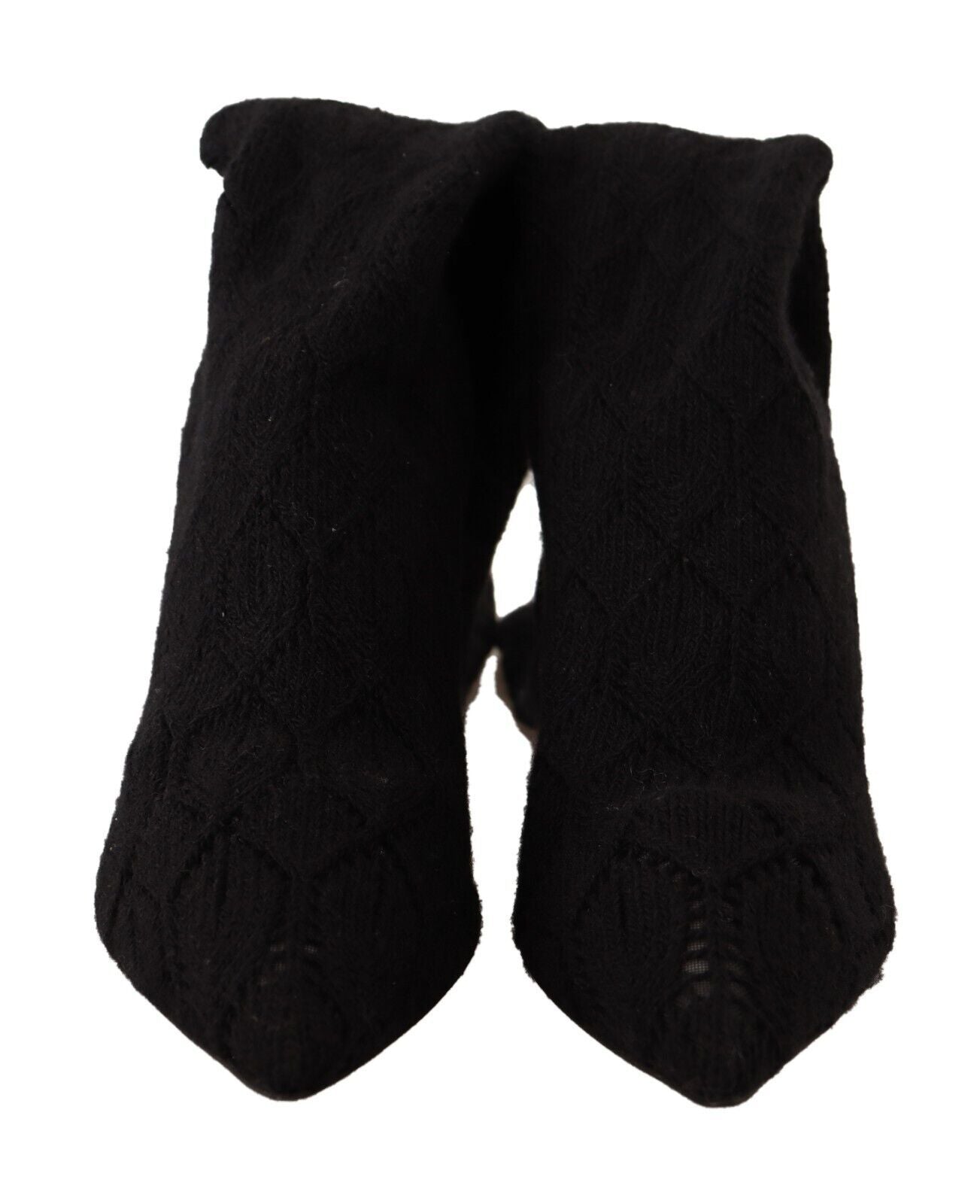 Black Stretch Socks Knee High Booties Shoes-Dolce & Gabbana-LabelTerrace.com