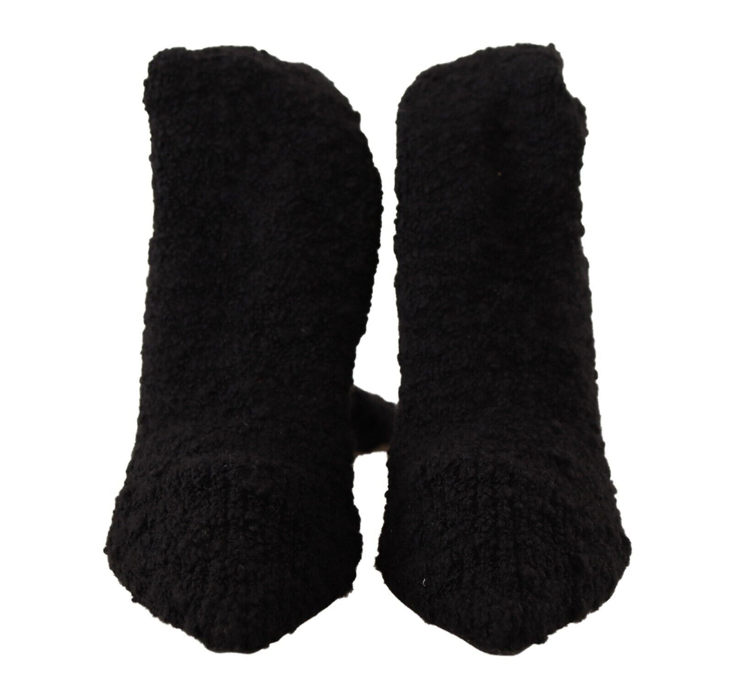 Black Stretch Socks Knee High Booties Shoes-Dolce & Gabbana-LabelTerrace.com