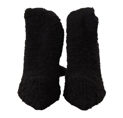 Black Stretch Socks Knee High Booties Shoes-Dolce & Gabbana-LabelTerrace.com