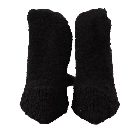 Black Stretch Socks Knee High Booties Shoes-Dolce & Gabbana-LabelTerrace.com