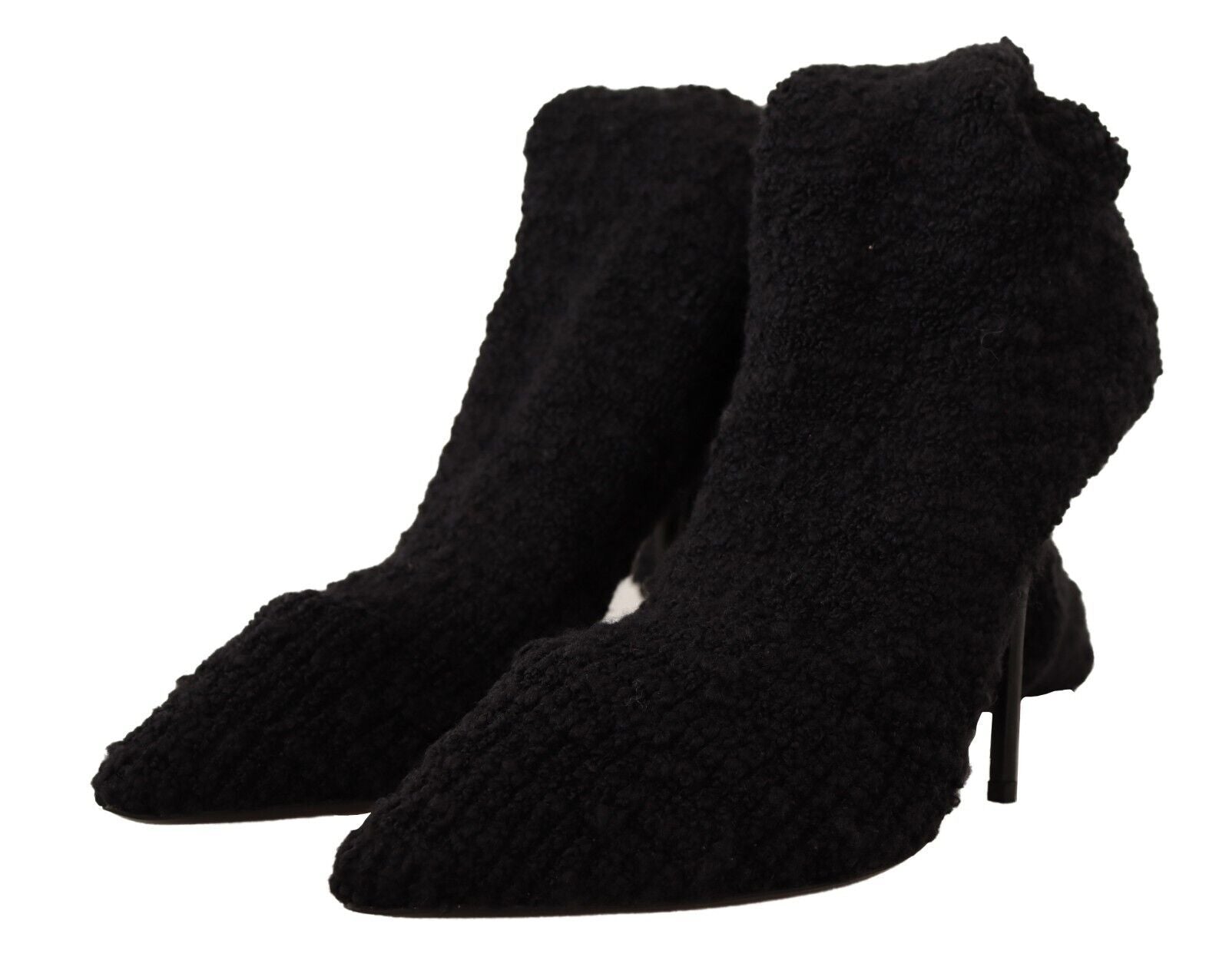 Black Stretch Socks Knee High Booties Shoes-Dolce & Gabbana-LabelTerrace.com