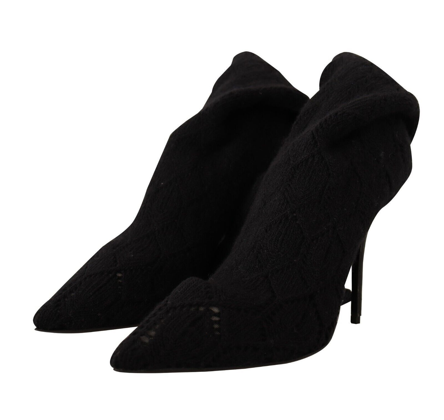 Black Stretch Socks Knee High Booties Shoes-Dolce & Gabbana-LabelTerrace.com