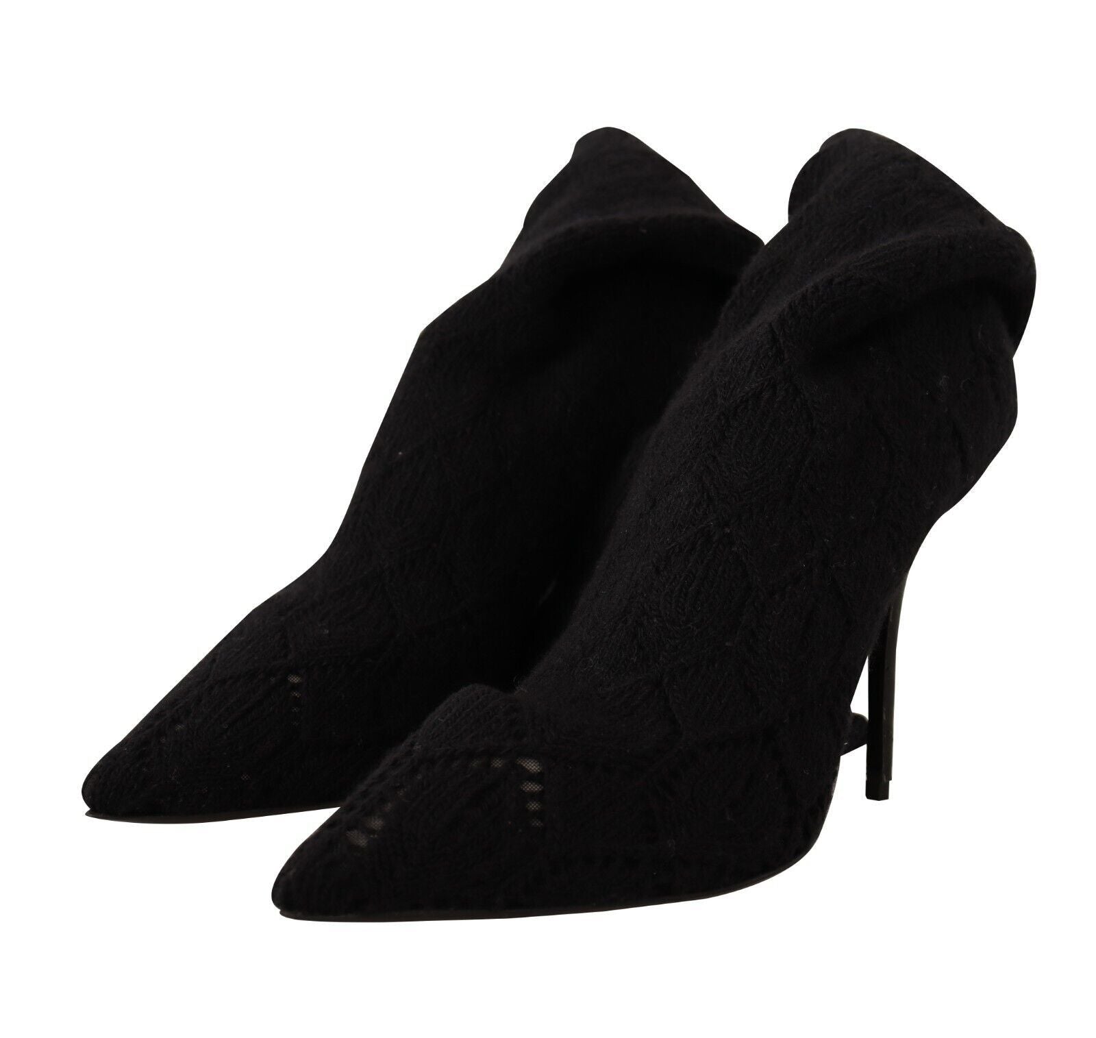 Black Stretch Socks Knee High Booties Shoes-Dolce & Gabbana-LabelTerrace.com
