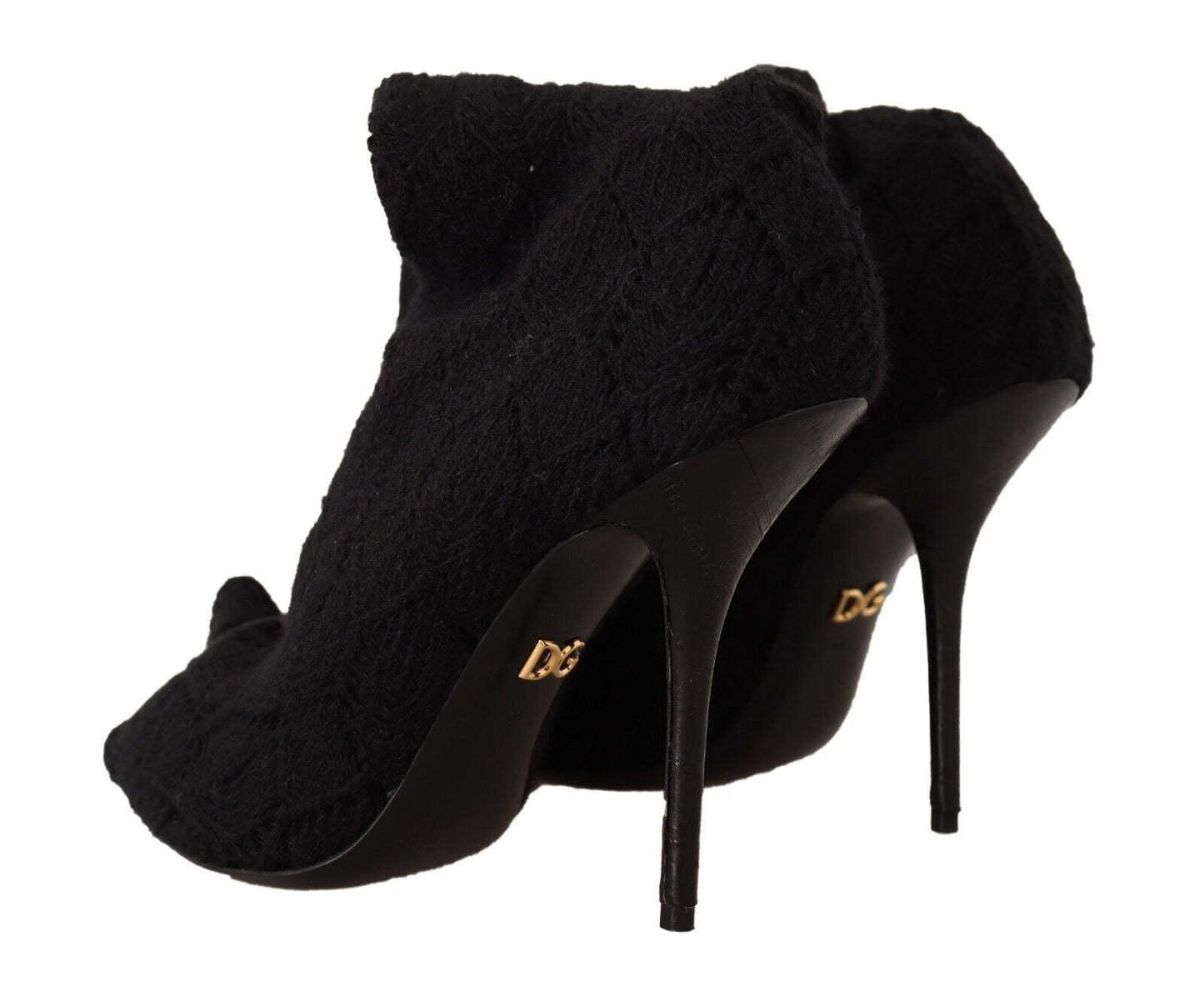 Black Stretch Socks Knee High Booties Shoes-Dolce & Gabbana-LabelTerrace.com