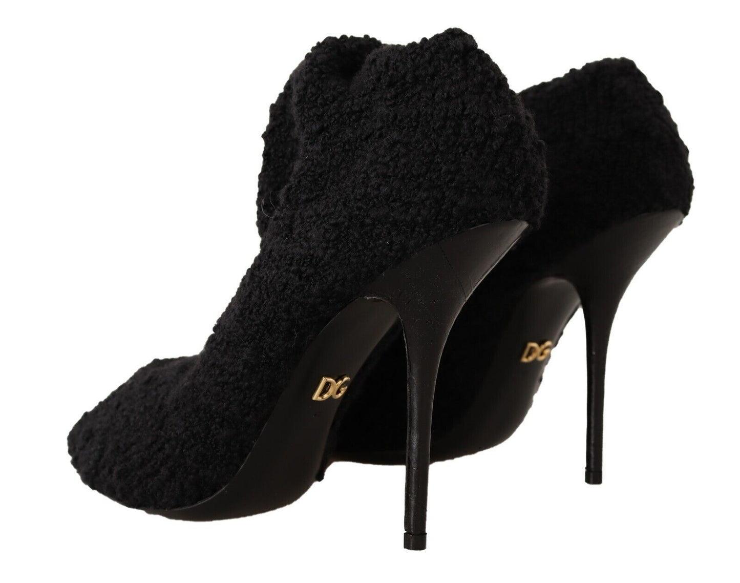Black Stretch Socks Knee High Booties Shoes-Dolce & Gabbana-LabelTerrace.com