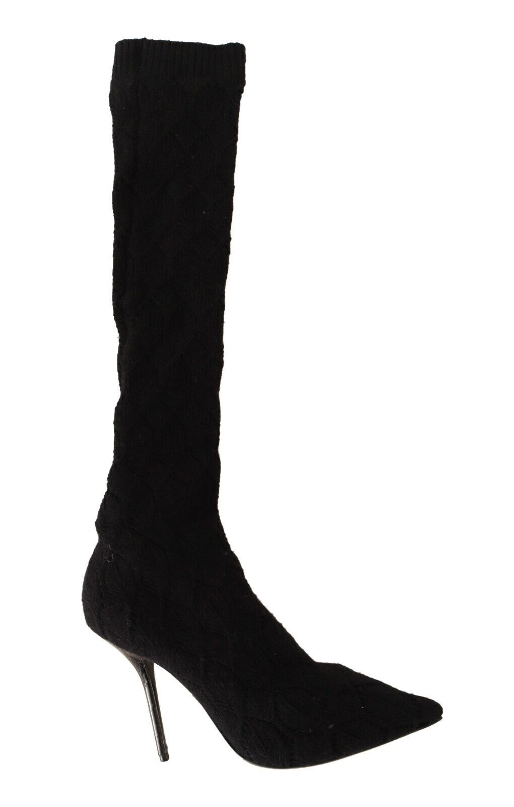 Black Stretch Socks Knee High Booties Shoes-Dolce & Gabbana-LabelTerrace.com