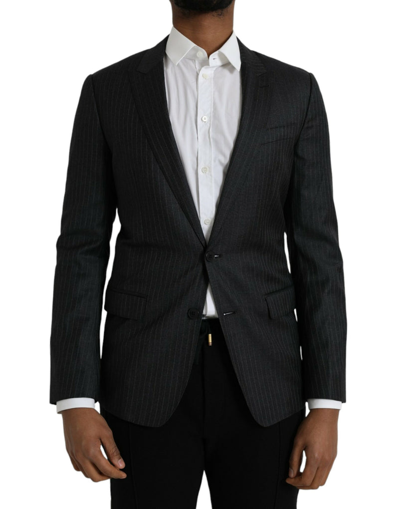Black Stripe MARTINI Single Breasted Coat Blazer-Dolce & Gabbana-LabelTerrace.com