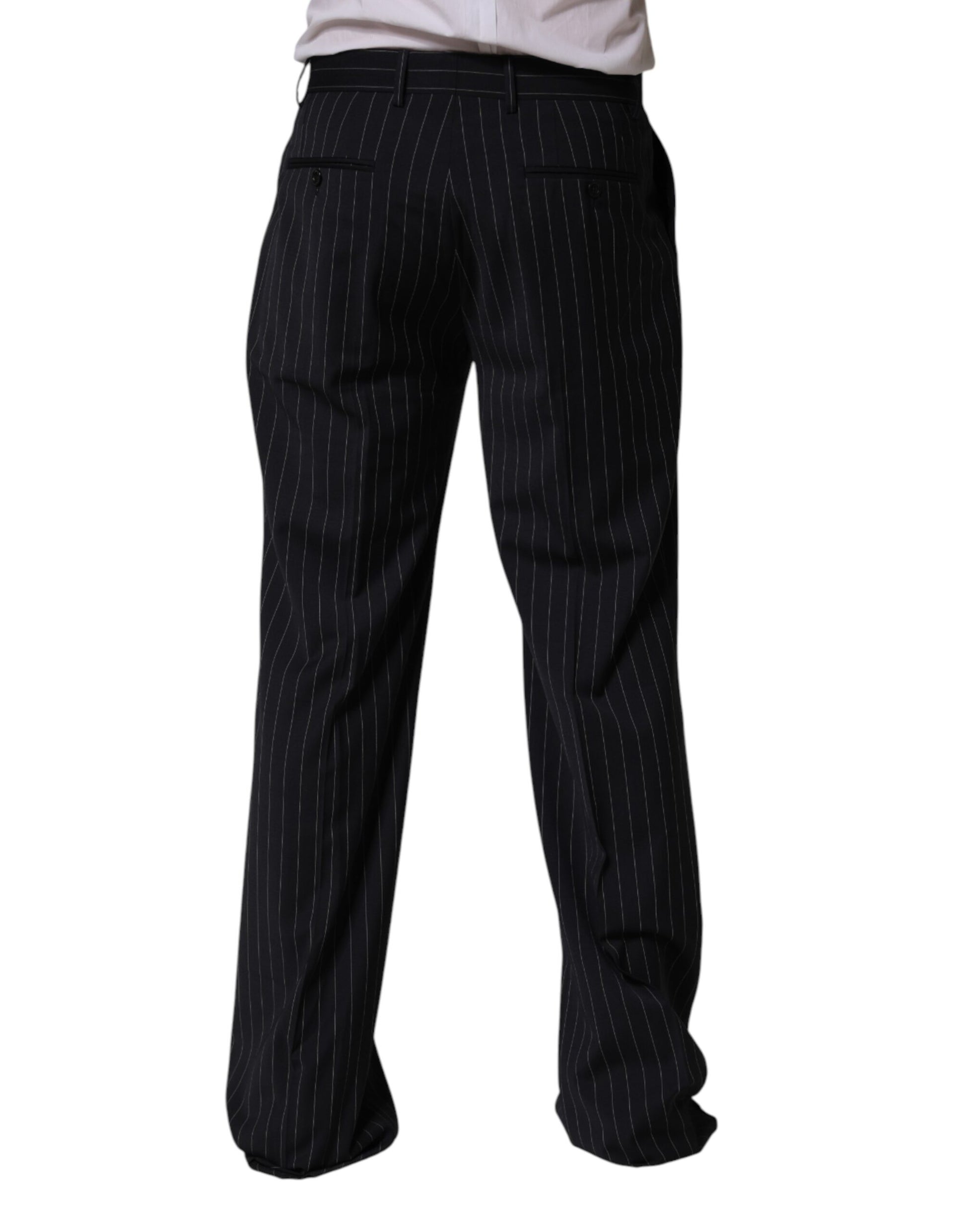 Black Stripe Straight Men Dress Trouser Pants