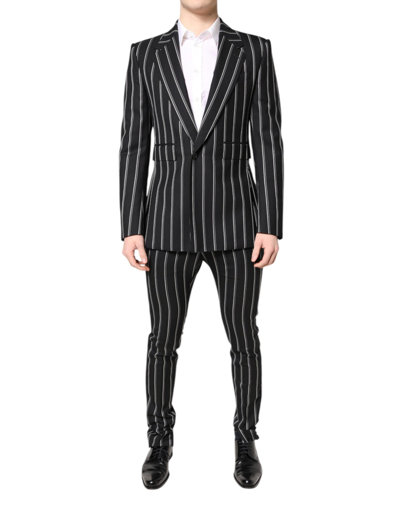 Black Striped SICILIA Formal 2 Piece Suit-Dolce & Gabbana-LabelTerrace.com