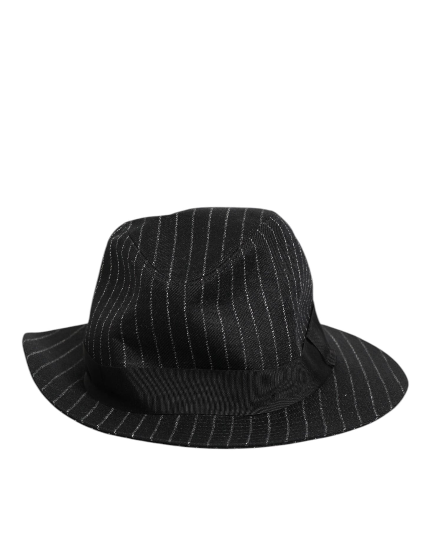 Black Striped Virgin Wool Men Fedora Capello Hat-Dolce & Gabbana-LabelTerrace.com