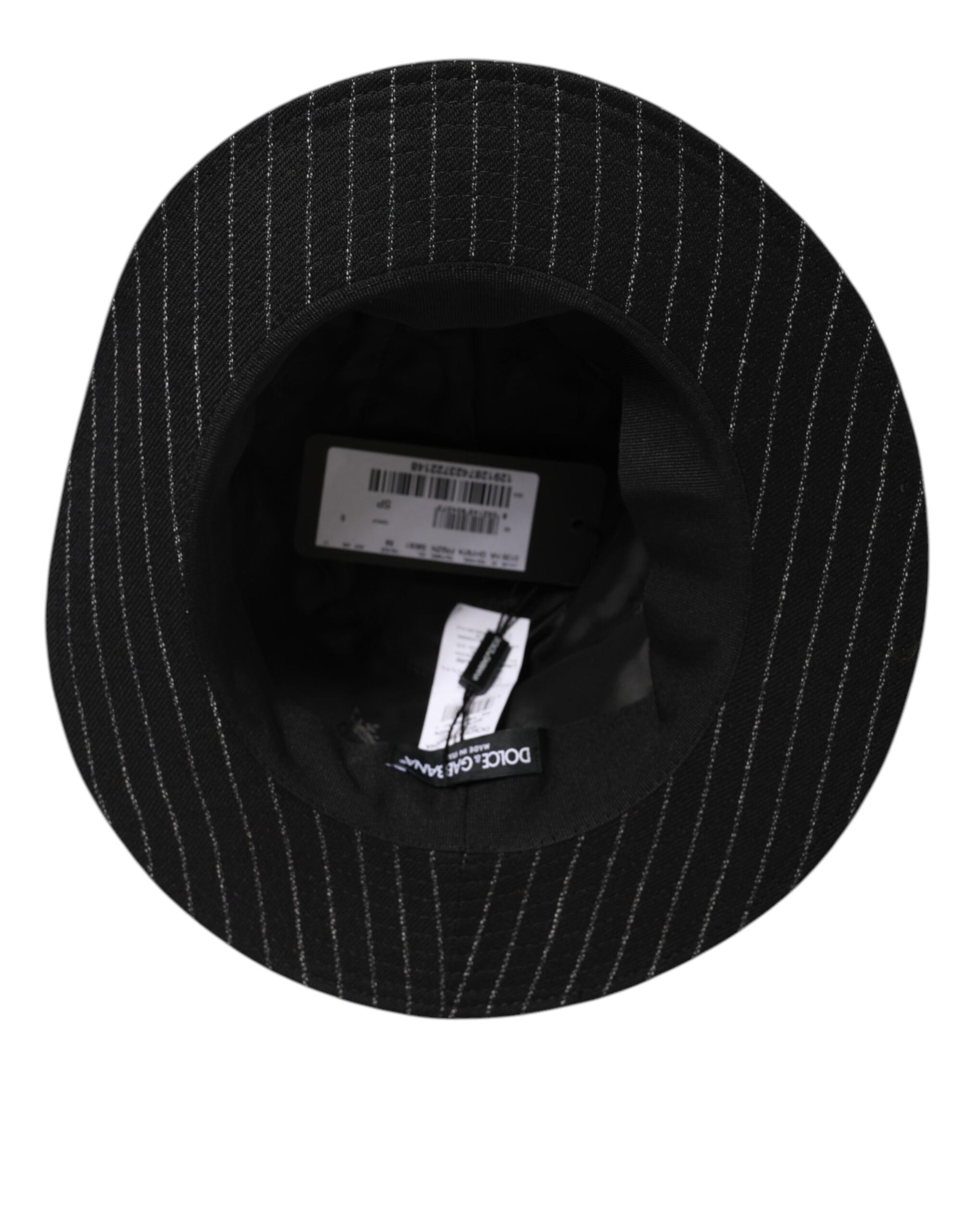 Black Striped Virgin Wool Men Fedora Capello Hat-Dolce & Gabbana-LabelTerrace.com