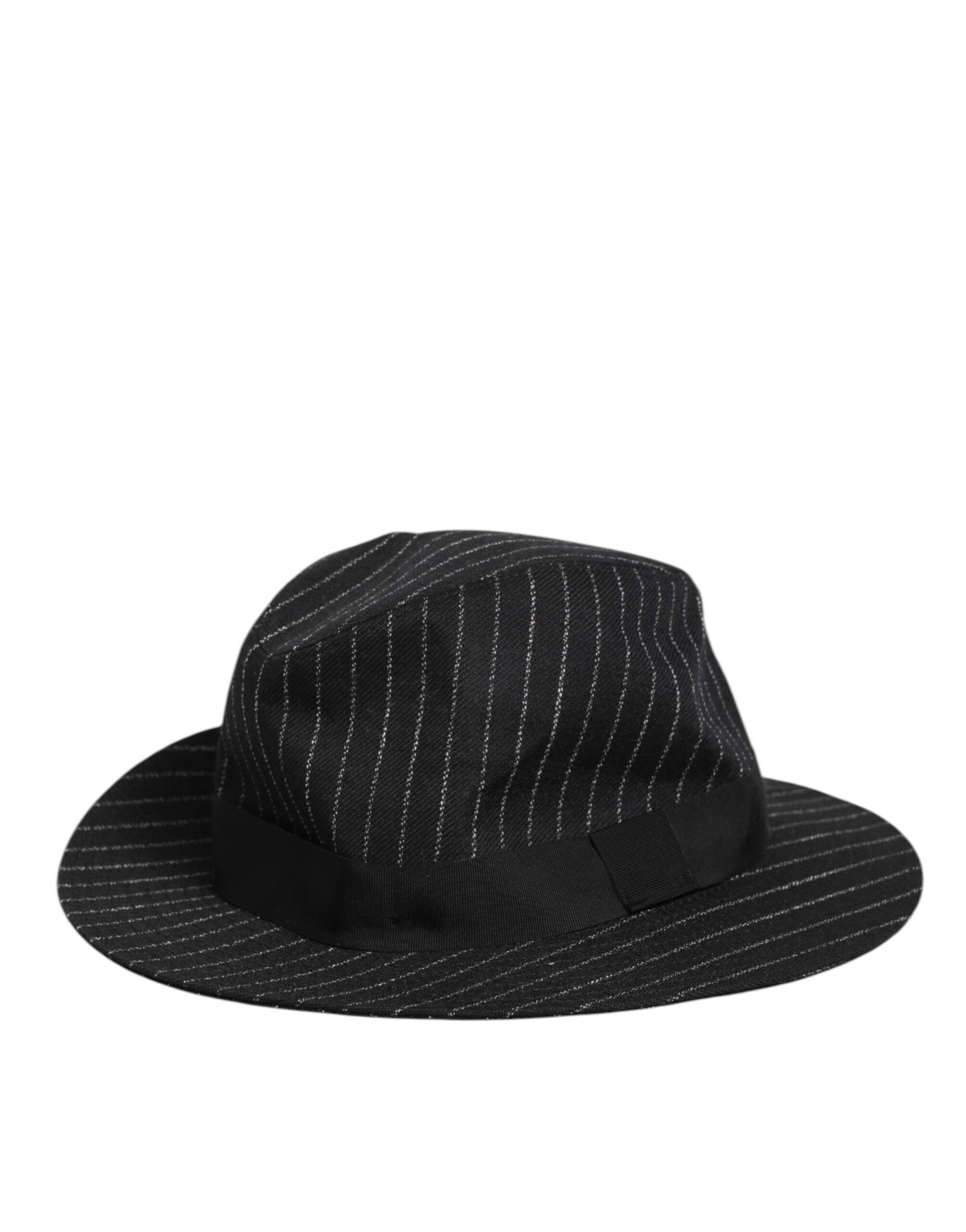 Black Striped Virgin Wool Men Fedora Capello Hat-Dolce & Gabbana-LabelTerrace.com