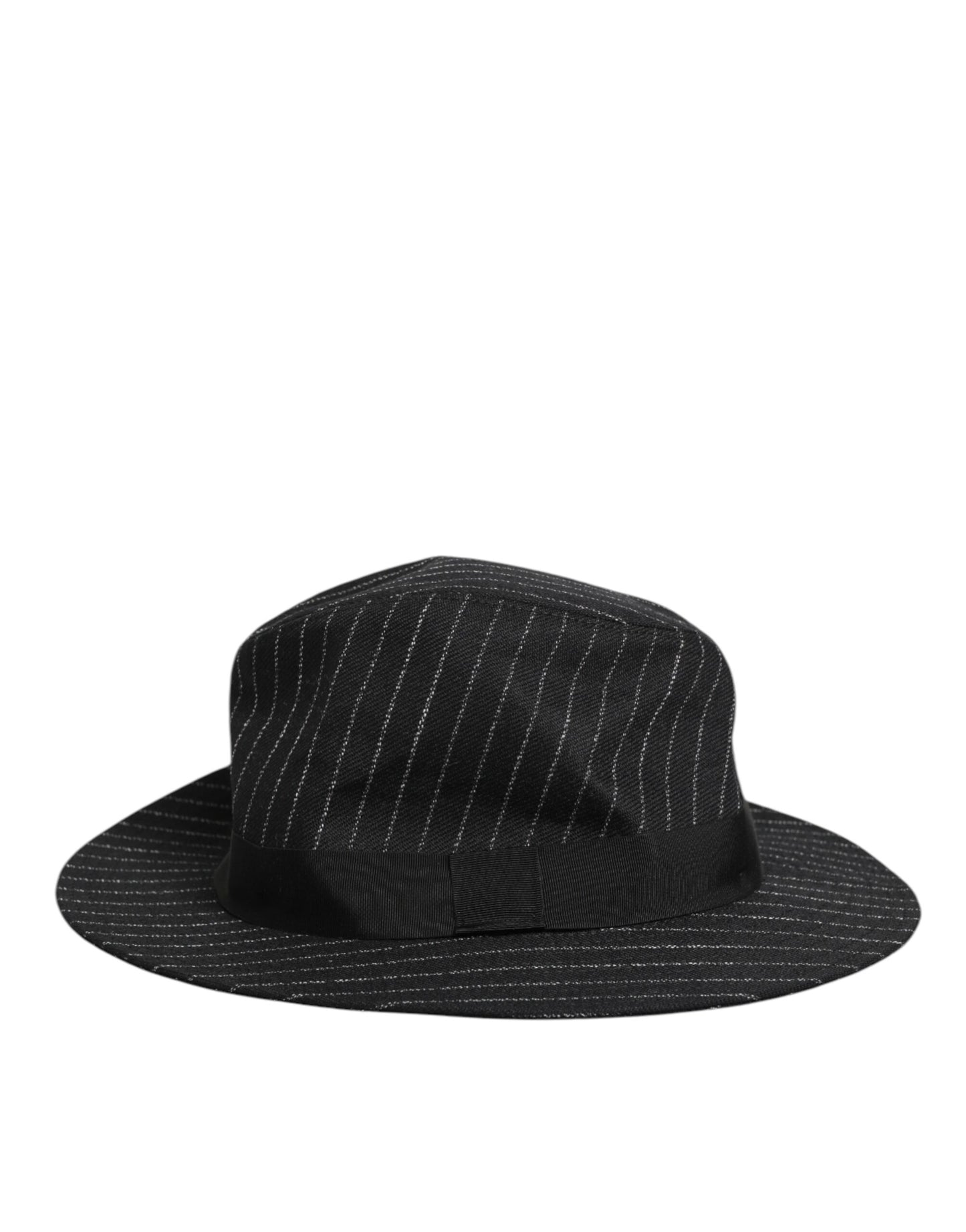 Black Striped Virgin Wool Men Fedora Capello Hat-Dolce & Gabbana-LabelTerrace.com