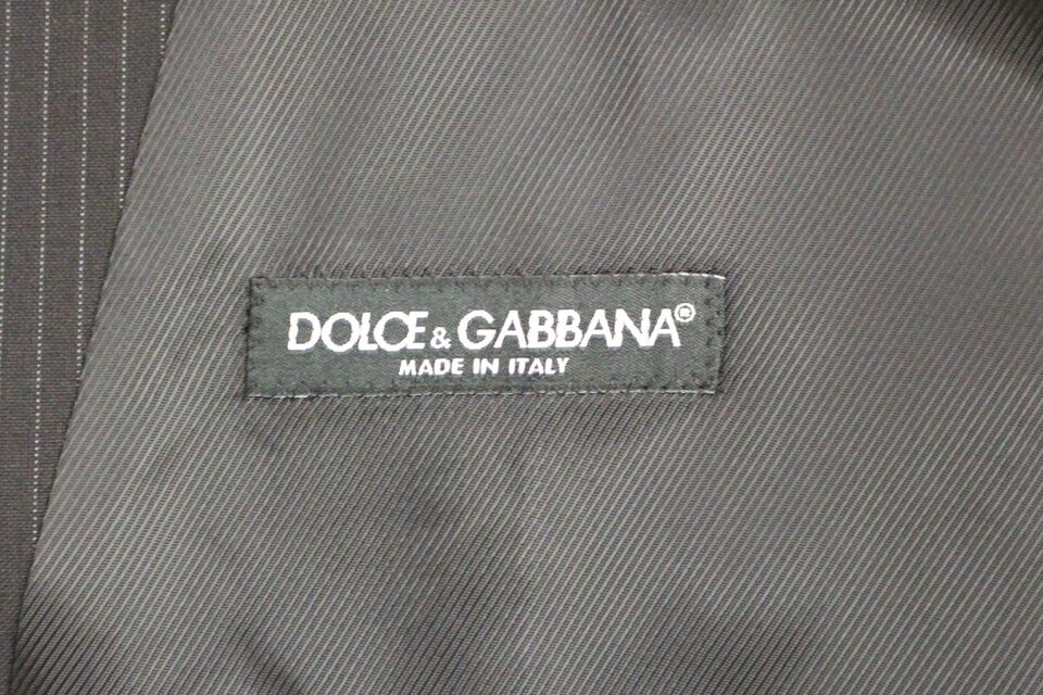 Black Striped Wool Single Breasted Vest-Dolce & Gabbana-LabelTerrace.com