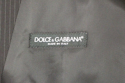 Black Striped Wool Single Breasted Vest-Dolce & Gabbana-LabelTerrace.com