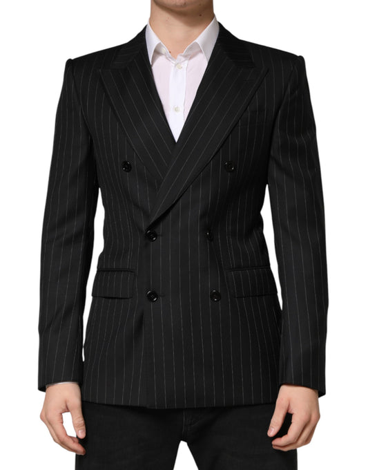 Black Stripes Double Breasted 2Button Blazer