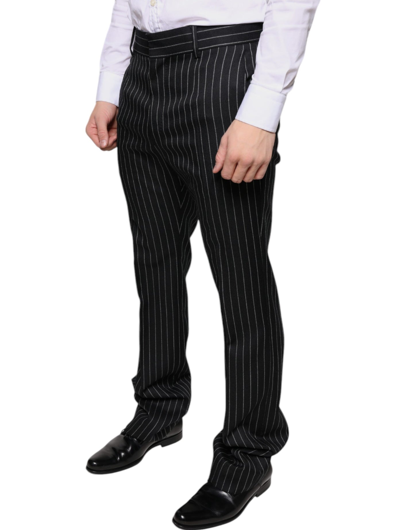 Black Stripes Skinny Men Dress Pants-Dolce & Gabbana-LabelTerrace.com