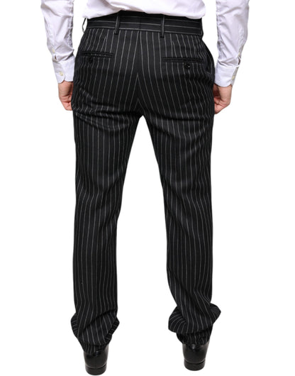 Black Stripes Skinny Men Dress Pants-Dolce & Gabbana-LabelTerrace.com