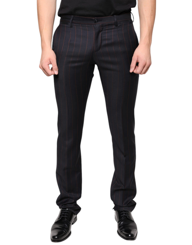 Black Stripes Skinny Men Dress Pants-Dolce & Gabbana-LabelTerrace.com