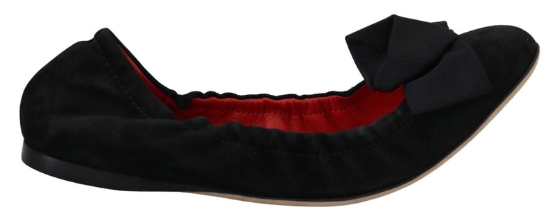 Black Suede Flat Slip On Ballet Shoes-Dolce & Gabbana-LabelTerrace.com