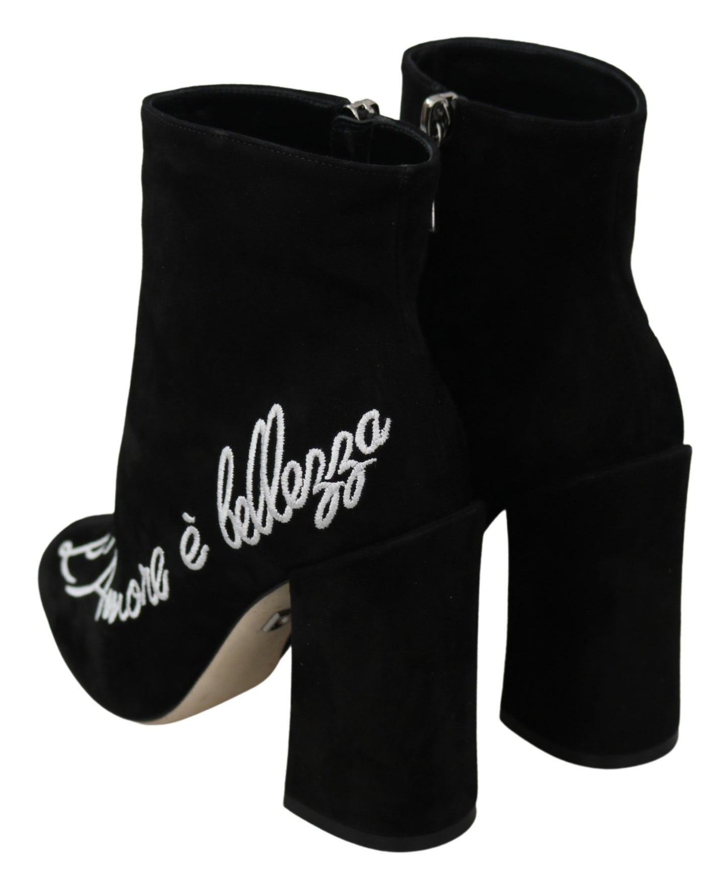 Black Suede L'Amore E'Bellezza Boots Shoes-Dolce & Gabbana-LabelTerrace.com